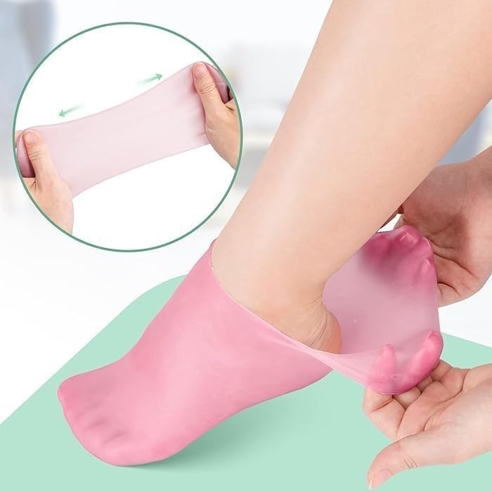 Silicone Gel Moisturizing Socks for Cracked Heels – Reusable Hydrating Spa Socks for Dry Feet, Heels & Callus Repair (Pack of 2)