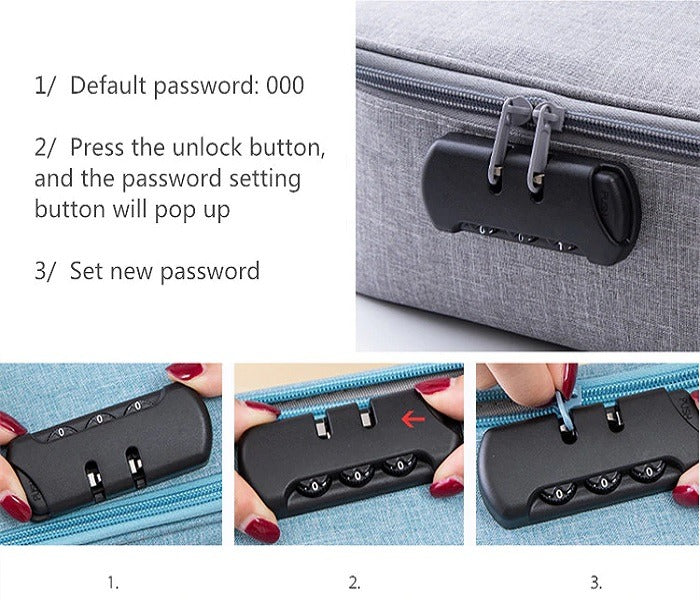 Large Capacity Travel Document Bag (Random Colour), Water-Resistant Travel Storage Bag, Travel File Organizer Bag with Password Lock - Can Hold Bank Cards-Best for Home,Office,Travel