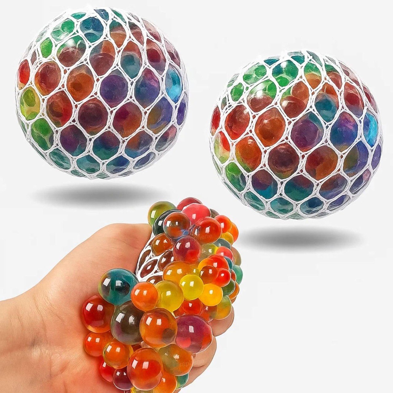 2 Pcs Squishy Stress Ball for Kids Squeeze Toy Pressure Relieve Anti-Stress Anti Anxiety Multicolor Magic Slime Mesh Ball Squeeze Grape Balls Return Gifts