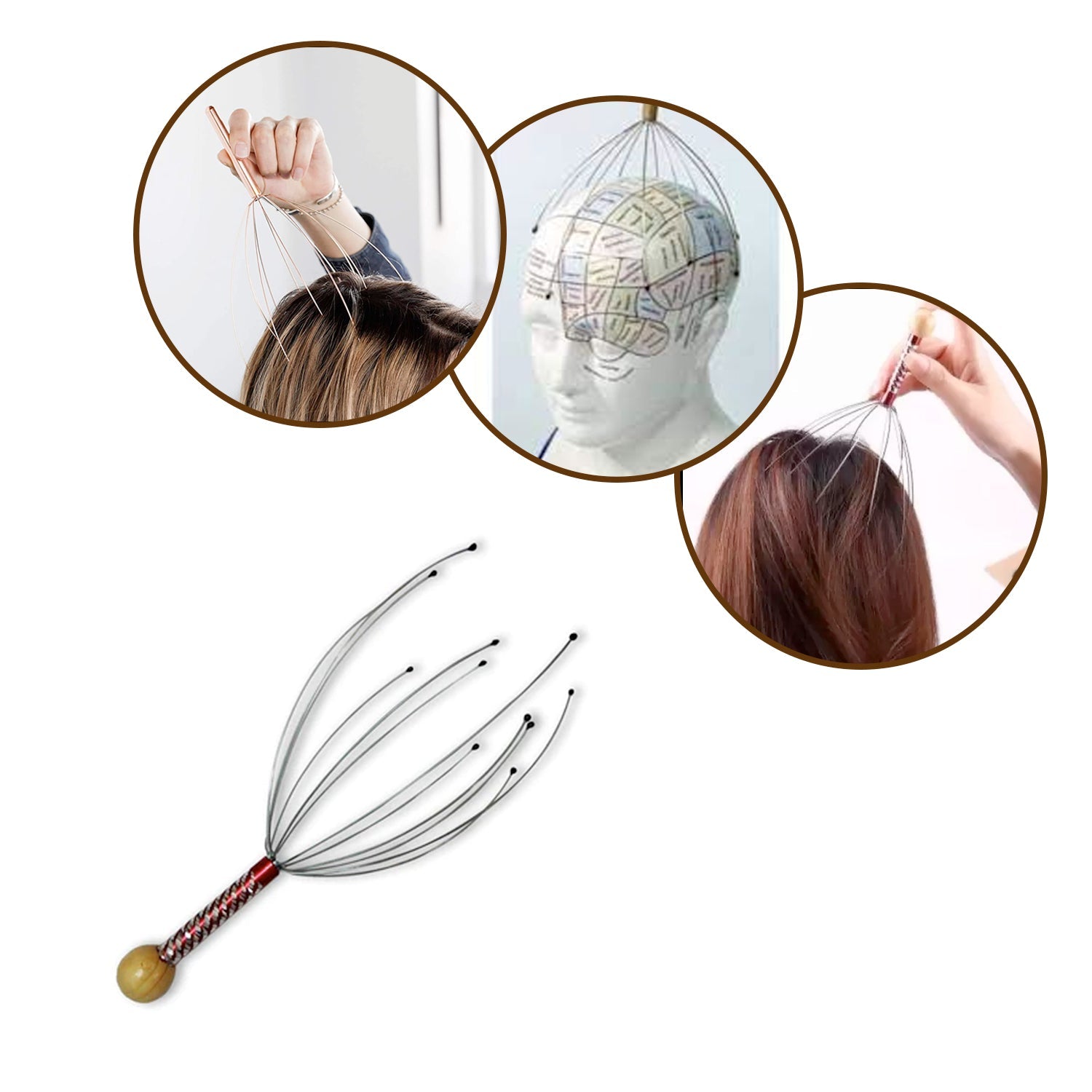Hand Held Scalp Head Massager Stress Relief (Pack of 2)