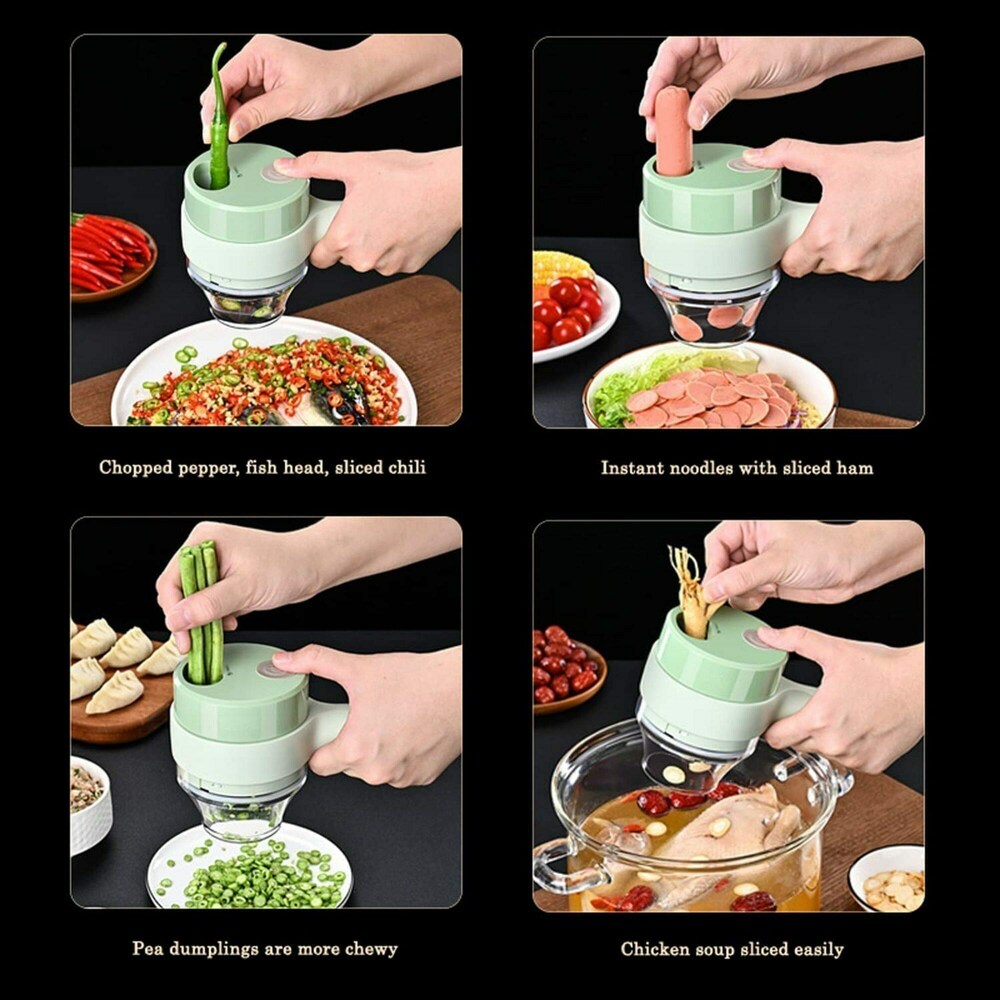 4 in 1 Electric Handheld Cooking Hammer Vegetable Cutter Set Food Chopper