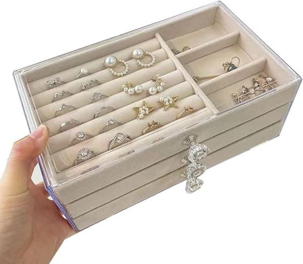 3 LAYER TRANSPARENT JEWELLERY ORGANISER