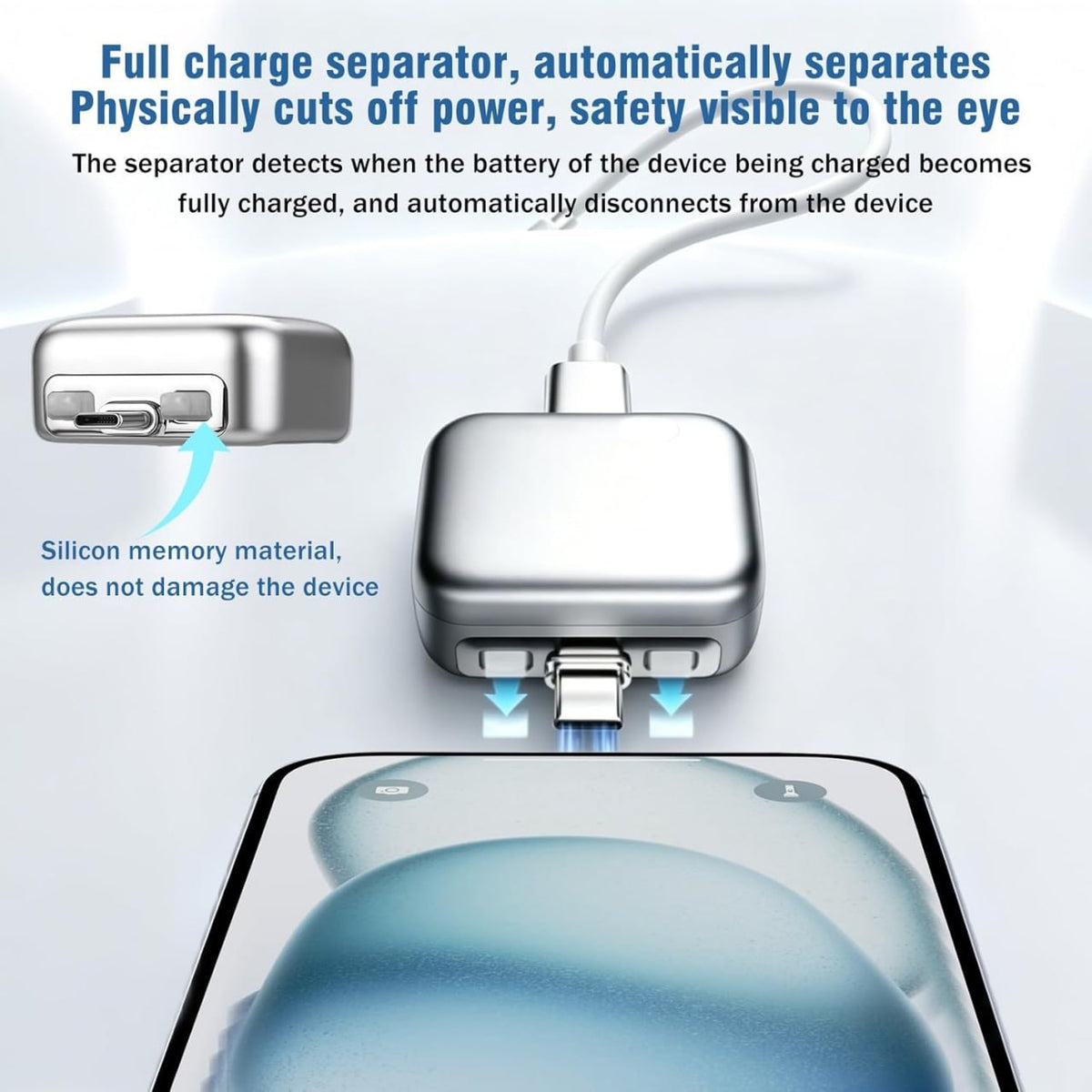 Smart Auto Disconnect Charger with USB-C Cable, 140W Auto Shut Off Phone Charger, Full Charge Disconnector