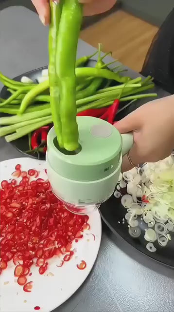 4 in 1 Electric Handheld Cooking Hammer Vegetable Cutter Set Food Chopper